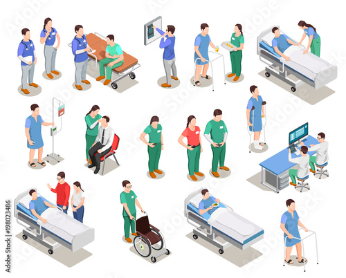 Hospital Staff Patients Isometric People