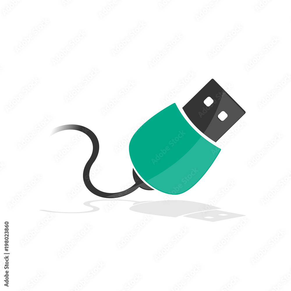 Design IT technology, USB icon with green color, illustration vector Design IT technology, USB icon with green color, illustration vector
