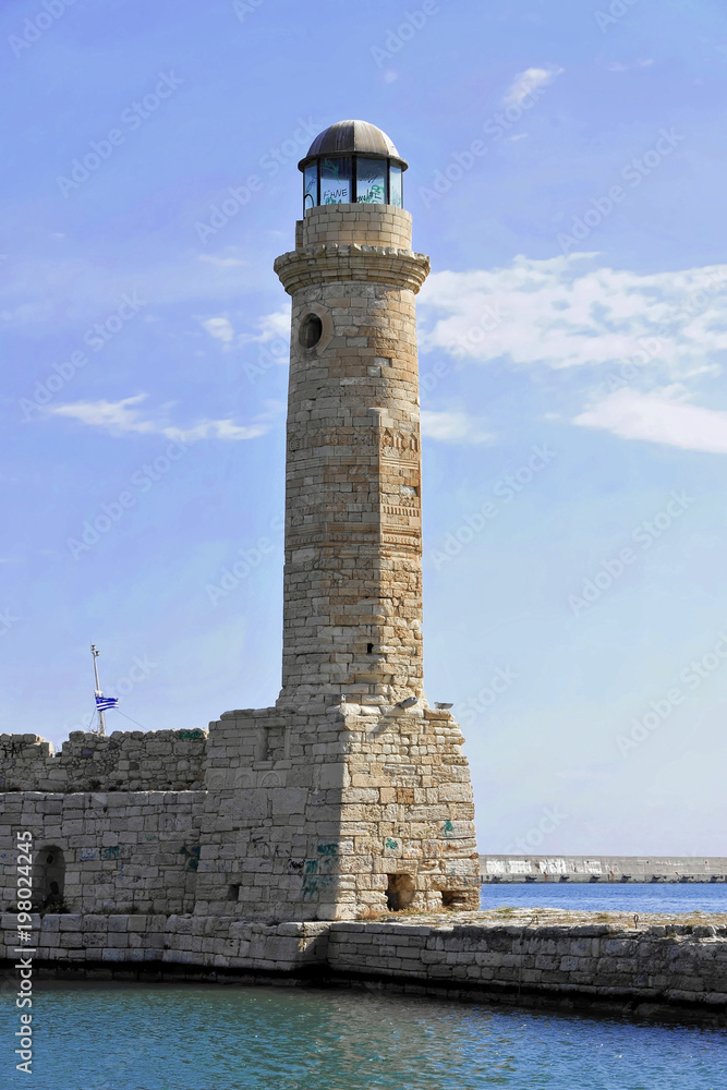 Alter Leuchtturm im Hafen, Rethymno, Kreta, Griechenland, Europa