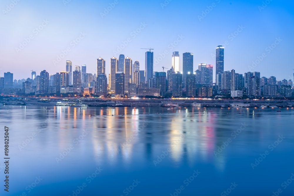 Chongqing's beautiful city night view skyline