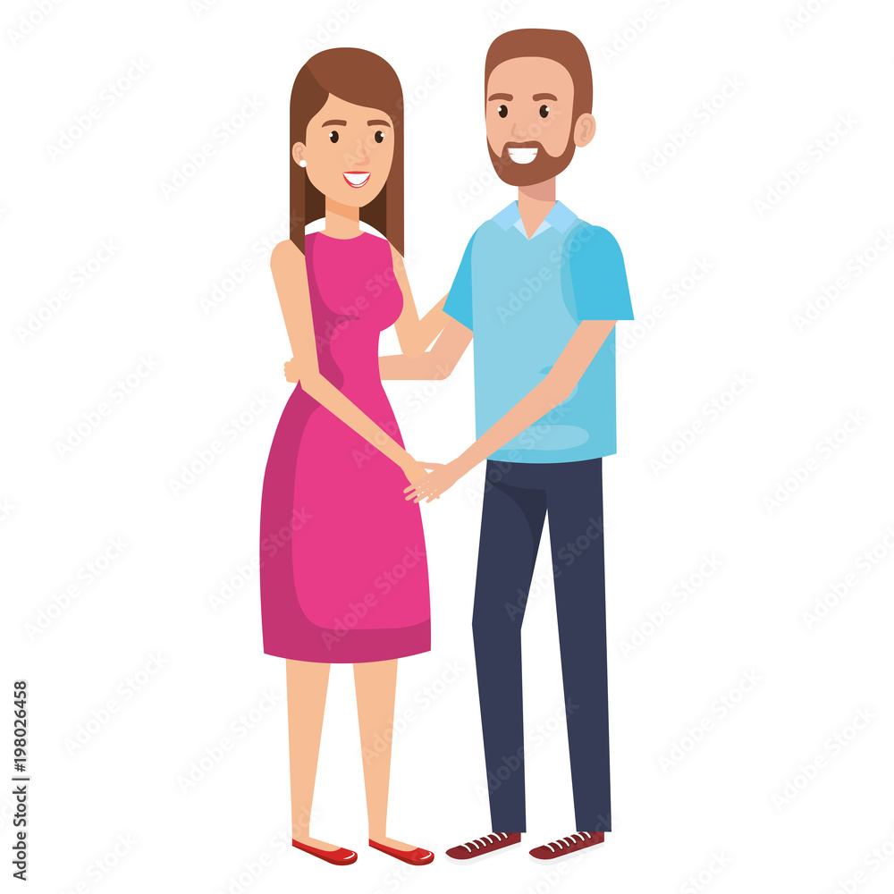 young couple avatars characters vector illustration design young couple avatars characters vector illustration design