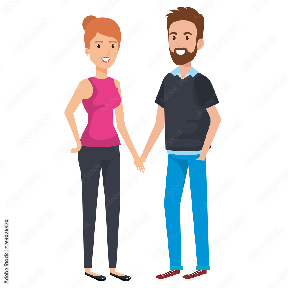young couple avatars characters vector illustration design young couple avatars characters vector illustration design