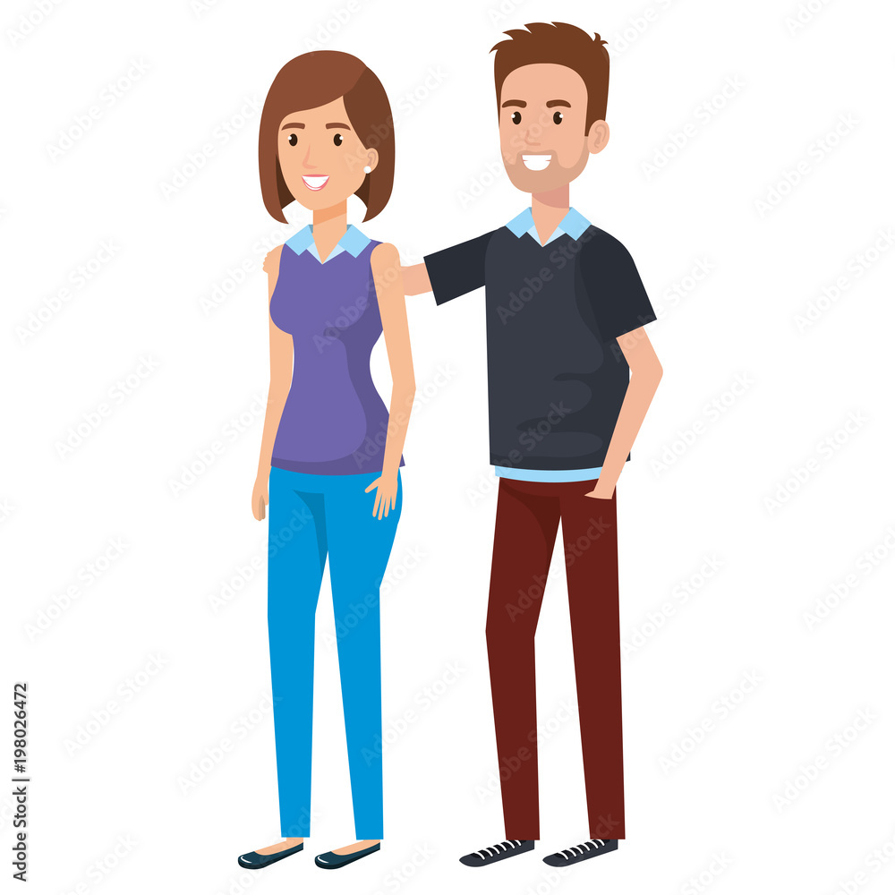 young couple avatars characters vector illustration design young couple avatars characters vector illustration design