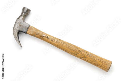 very old claw hammer, isolaterd on white Fototapet