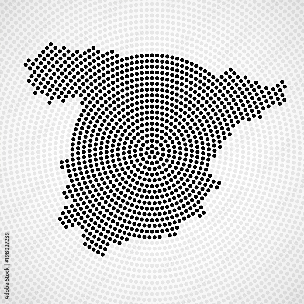 Abstract Spain map of radial dots, halftone concept. Vector