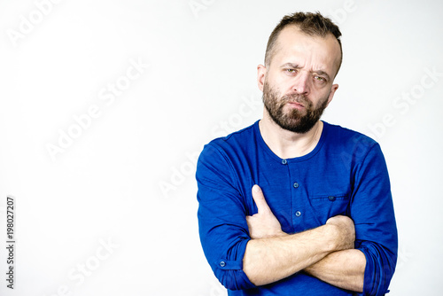 Adult man frown on
