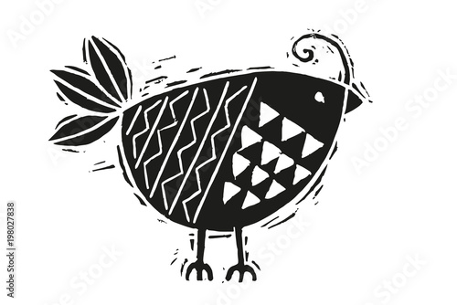 Woodcut bird vector illustration