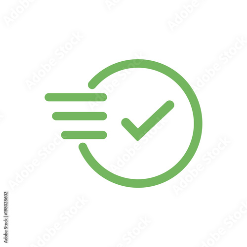Time icon. Fast time vector icon. Deadline icon. Green clock icon for web and mobile app.