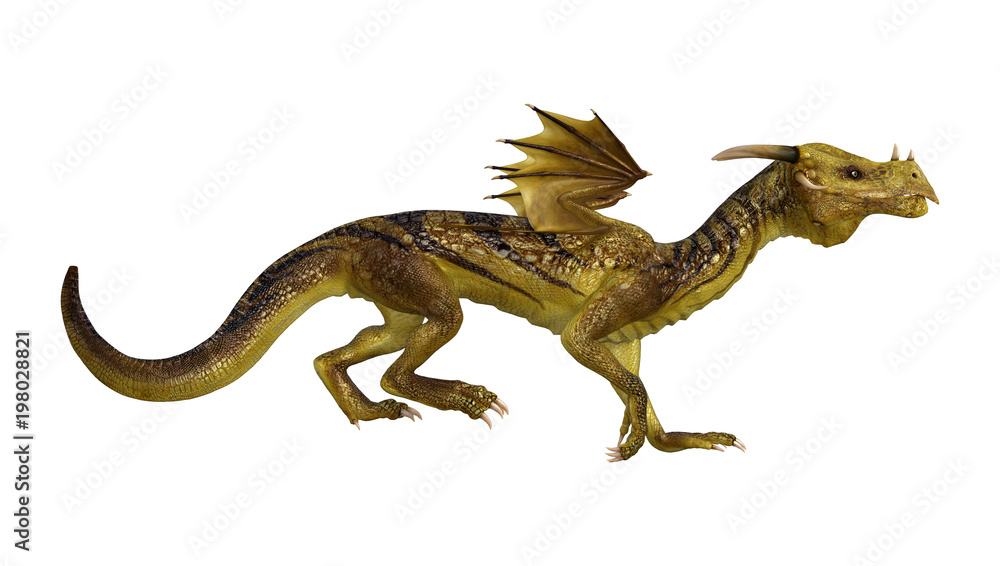 Fototapeta premium 3D Rendering Fantasy Dragon on White