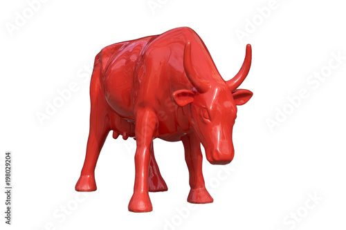 Red cow isolated