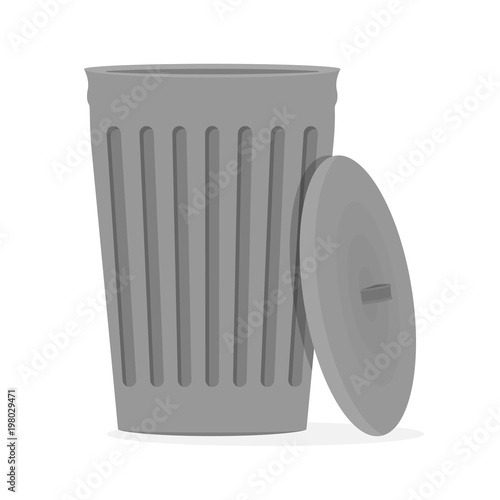 Trash can open flat vector.