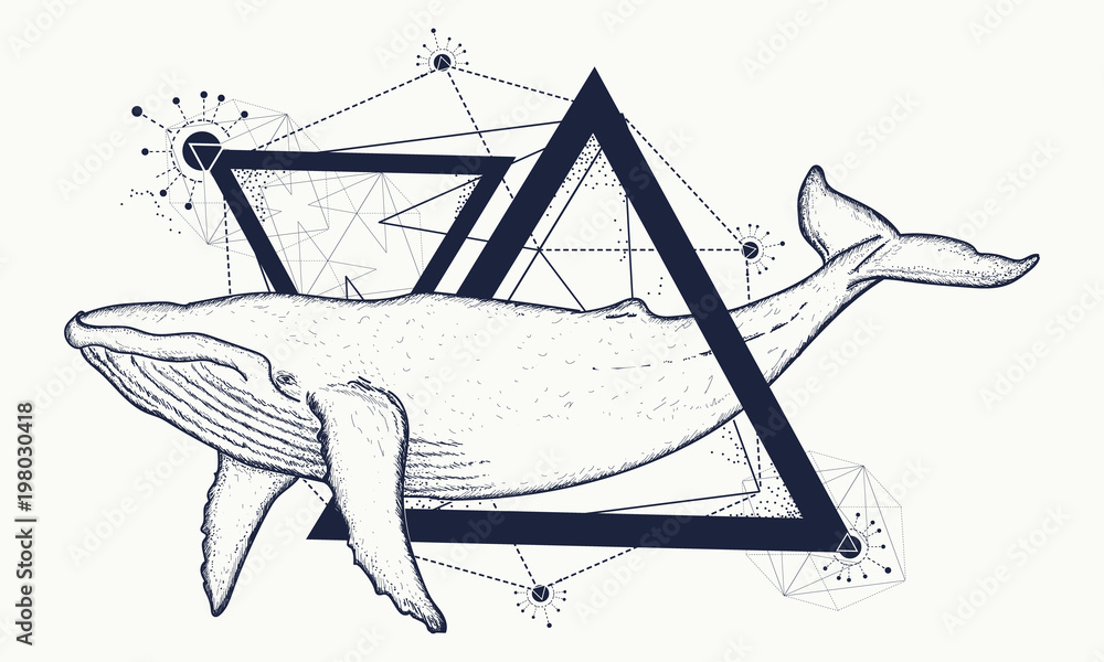 Whale Color Tattoo Geometric Style Travel Outdoors Symbol Mystical  Symbol Of Adventure Dreams Tshirt Design Creative Geometric Whale Tattoo  Art Royalty Free SVG Cliparts Vectors And Stock Illustration Image  75397771