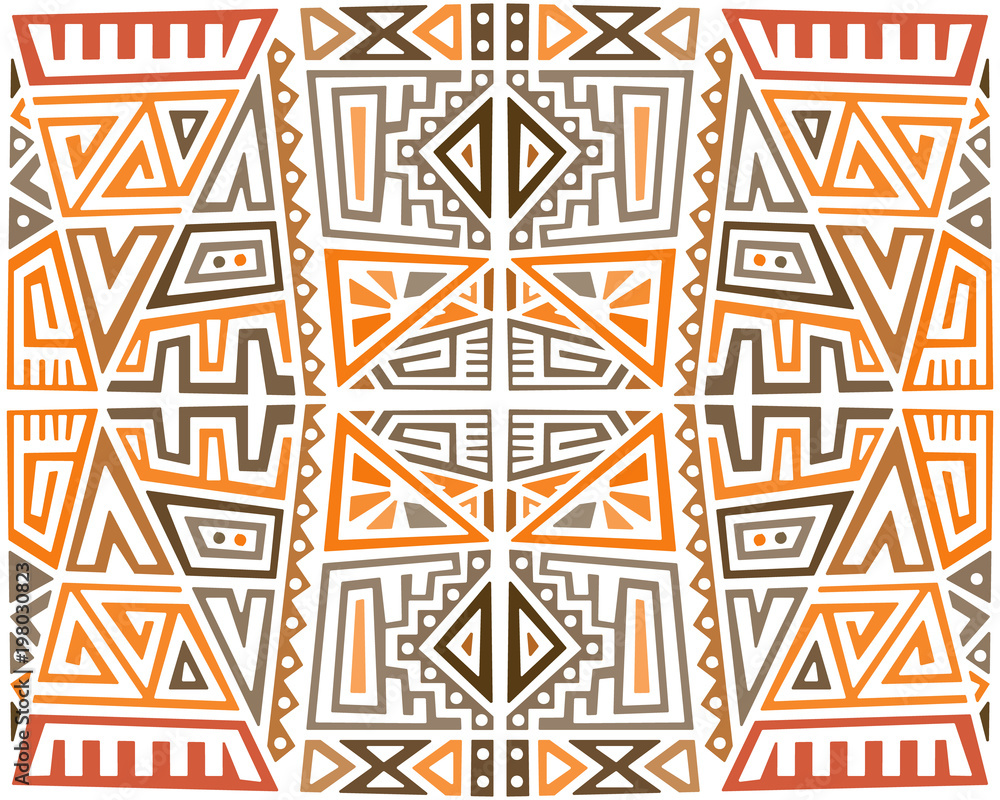 Creative Ethnic Style Square Seamless Pattern. Unique geometric vector ...