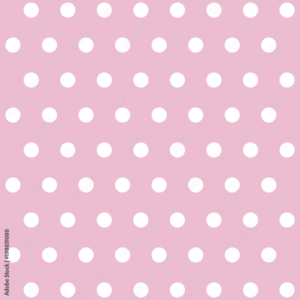 Pattern with dots. Pink with white dots. Pattern with white dots on the pink background.