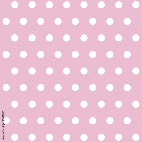 Pattern with dots. Pink with white dots. Pattern with white dots on the pink background.