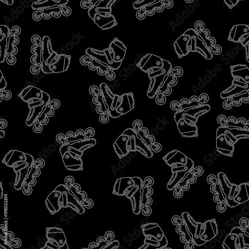 Fototapeta Naklejka Na Ścianę i Meble -  Vector seamless pattern with roller skates. Perfect for site backdrop, screen background, surface design and other endless fill.