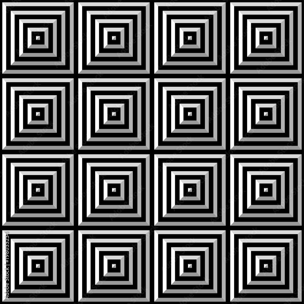 Seamless black and white vector square pattern design background