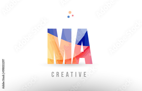 Free Download orange blue alphabet letter ma m a logo icon design with dots - GFXLoad