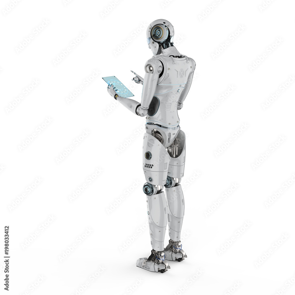 Obraz premium robot with glass tablet