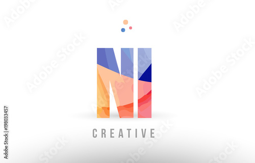 Free Download orange blue alphabet letter ni n i logo icon design with dots - GFXLoad