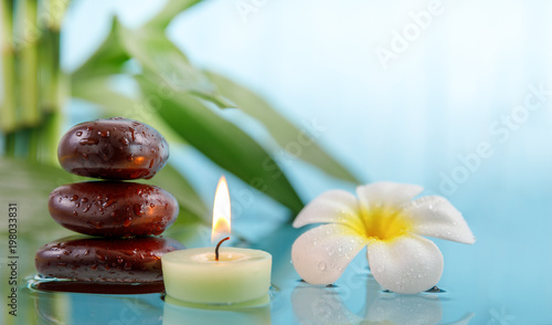 spa concept with candle  stone  flower and bamboo  relaxation