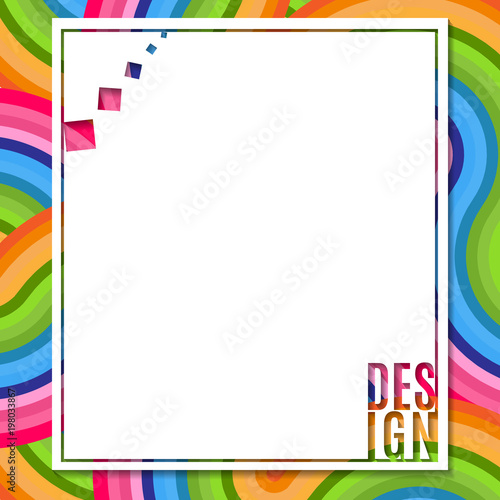 Abstract blank rectangular banner with text Design element on bright colorful background of wavy lines Element for the design of banners, advertising sales for business Creative modern concept Vector