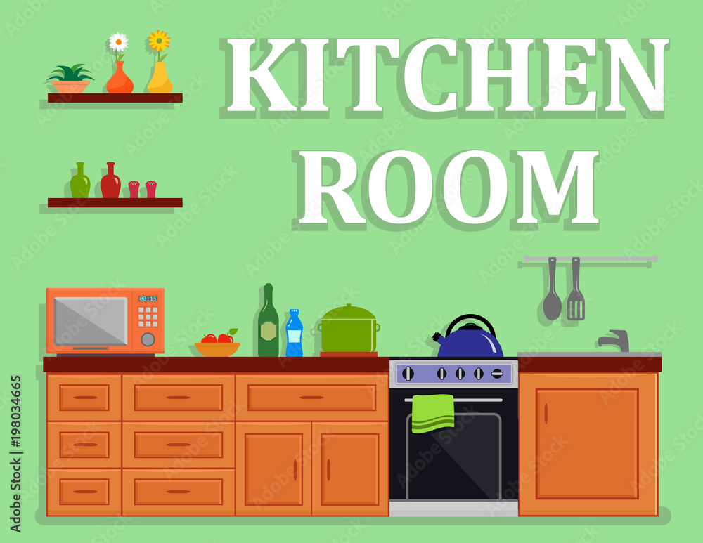 kitchen room isolated interior kitchen room isolated interior