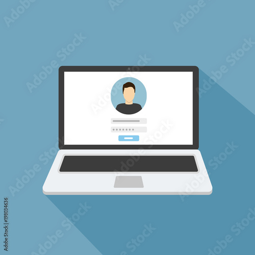 Laptop with login form flat icon
