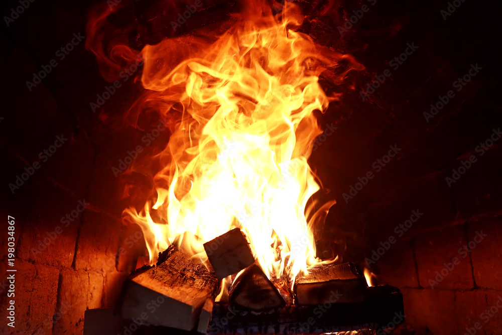 Long tongues of flame of burning fire Long tongues of flame of burning fire