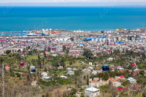 View from the observation deck on the georgian city of Batumi, Europe. Tourist center on the Black Sea coast 
