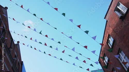 Irish flags fluttering
