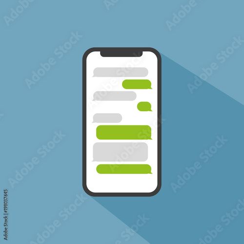 Message on smartphone screen icon