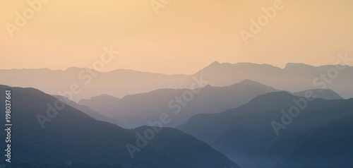 Wallpaper Mural Landscape silhouette of the mountains at sunset. Panorama of peaks mountain in the Greece Torontodigital.ca