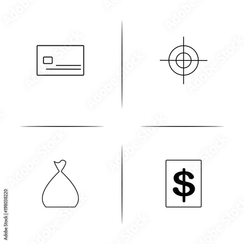 Banking, Finance And Money simple linear icons set. Outlined vector icons