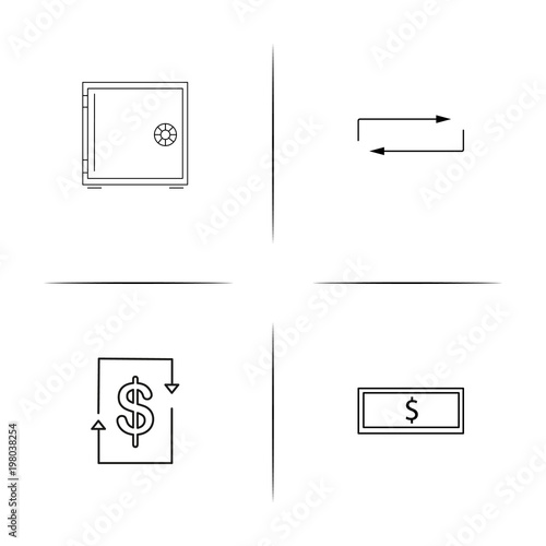 Banking, Finance And Money simple linear icons set. Outlined vector icons