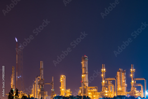 Night view over petroleum power plant industrial background © background photo