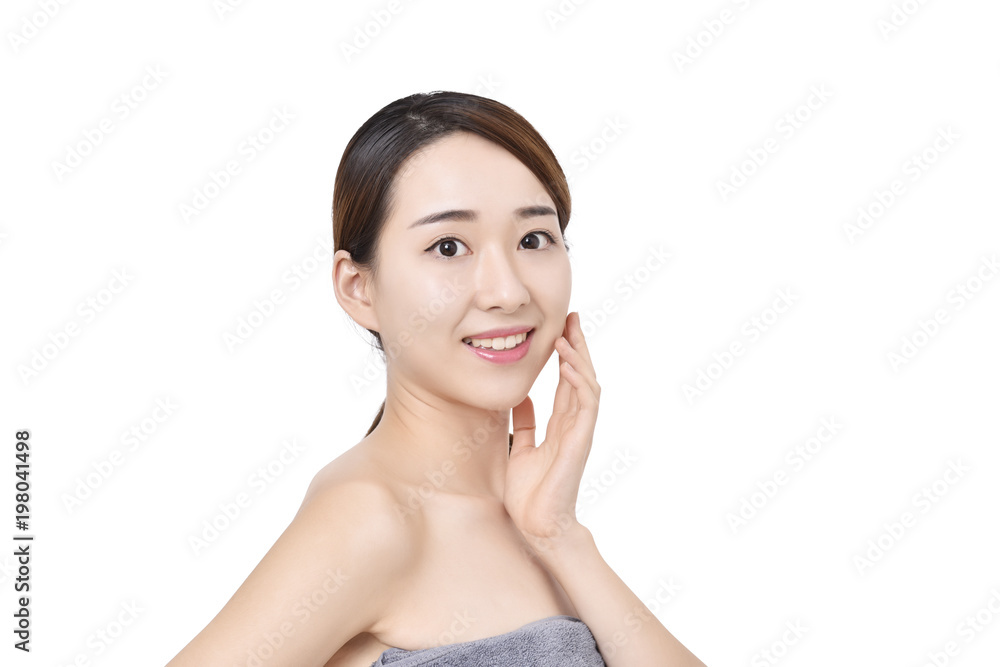 Beauty Portrait. Beautiful Spa Woman Touching her Face. Beauty Portrait. Beautiful Spa Woman Touching her Face.