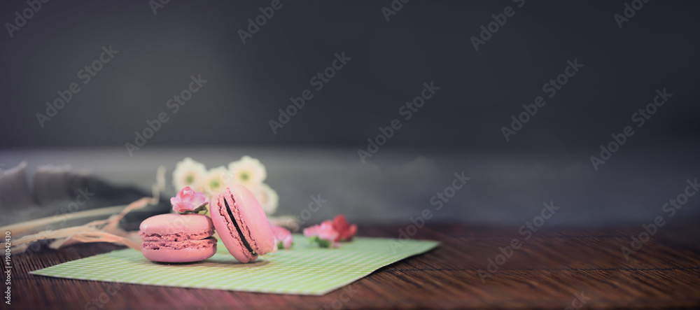Fototapeta macaron rose,pâtisserie 