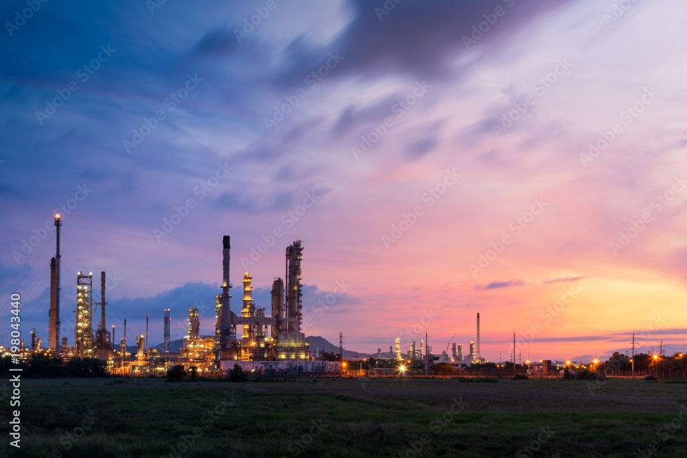 Oil refinery at twilight