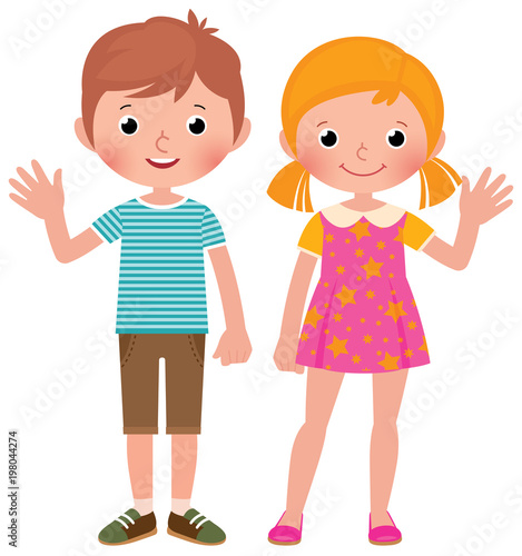 Boy and girl in full length welcome