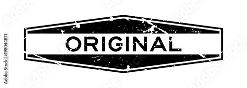 Grunge black original word hexagon rubber stamp on white background