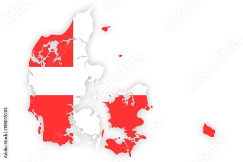 Landkarte Dänemark mit Flagge