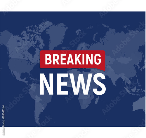 Breaking news modern concept. World news template on world map backgorund. Vector illustration.