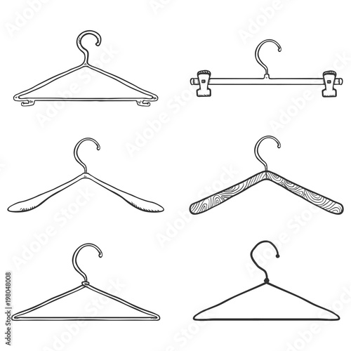 Vector Set of Sketch Shoulder Hangers for Clothing