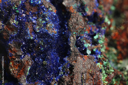 azuritemalachite found in Morocco isolated on white background.