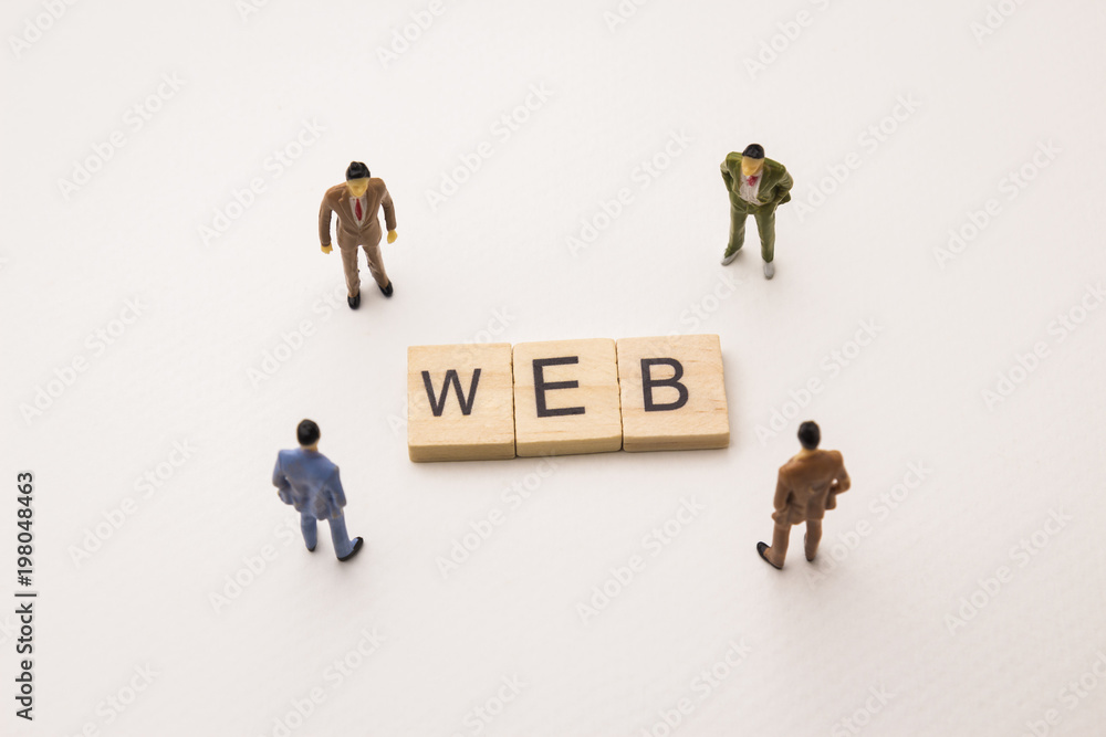 businessman figures meeting on web conceptual
