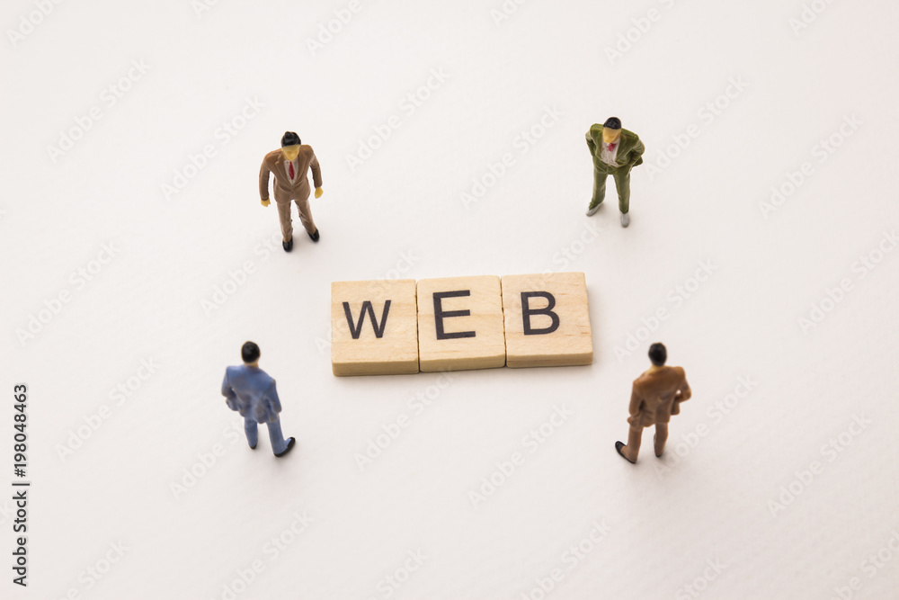 businessman figures meeting on web conceptual businessman figures meeting on web conceptual