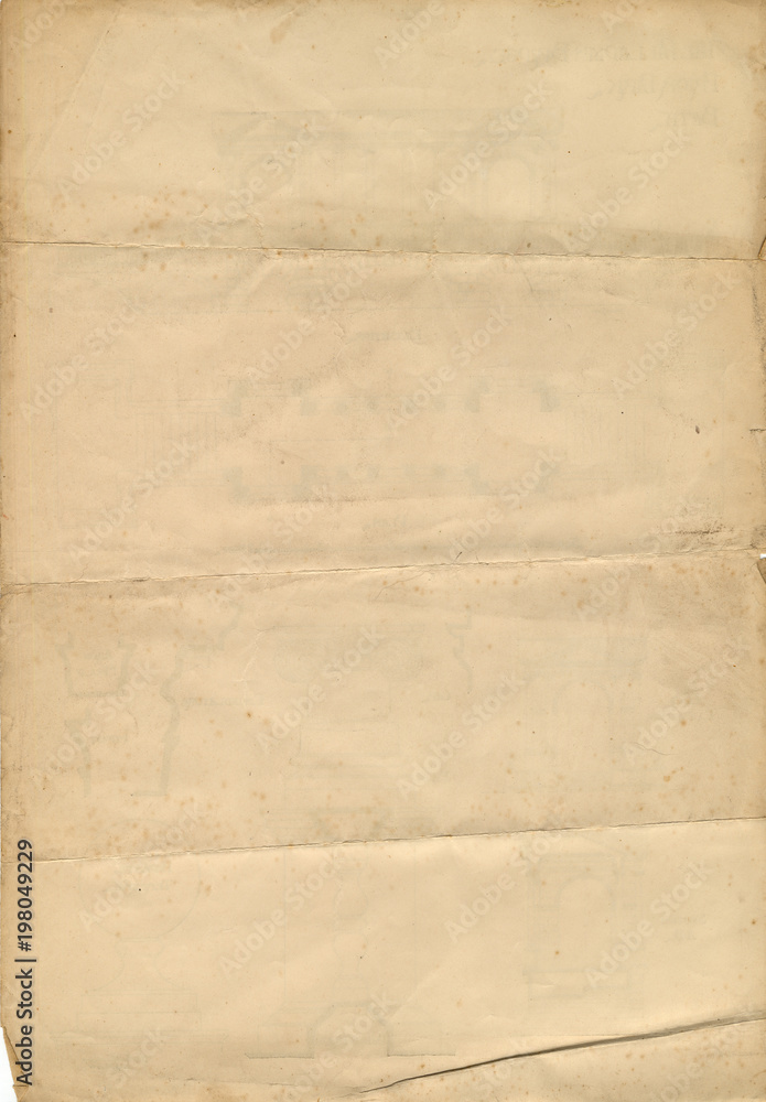 Fototapeta premium A creased and crumpled sheet of old paper.