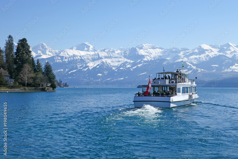passagierschiff, alpen, thunersee, schweiz passagierschiff, alpen, thunersee, schweiz