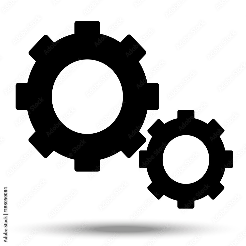 Gears and cog in black